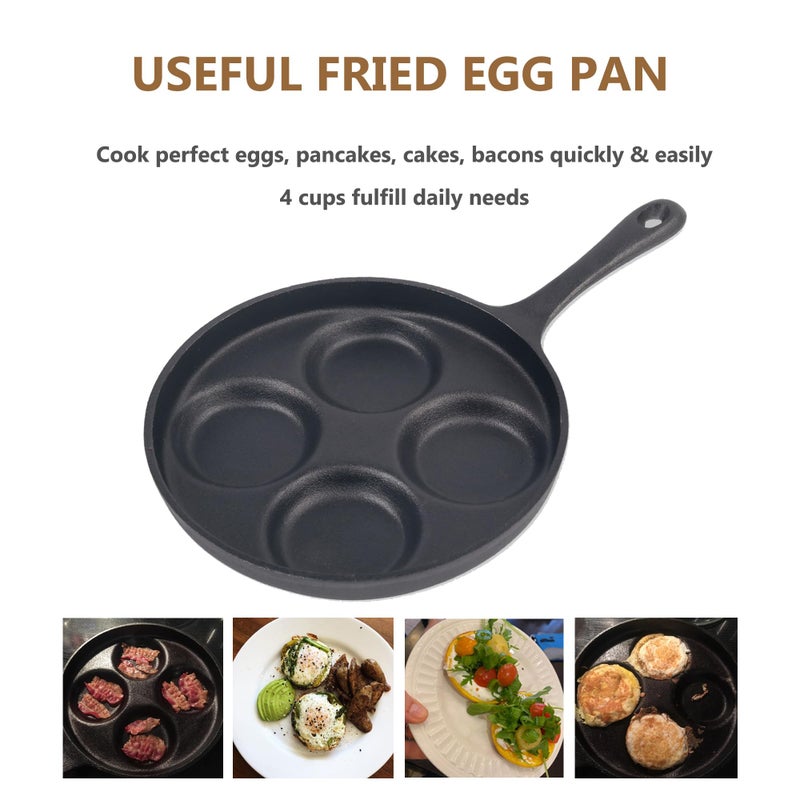 waykea 4-Cup Cast Iron Fried Egg Pan 9.5â€ Pancake Pan Burger Omelet Cooker Griddle Egg Skillet for Breakfast, Kitchen Cookware for Gas Stove & Induction Cooker - Image 3
